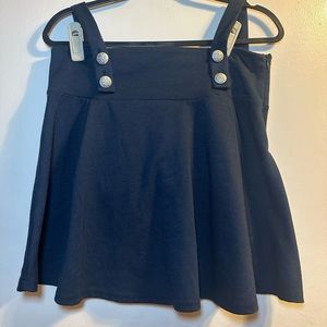 Navy blue mini skirt with detachable suspenders